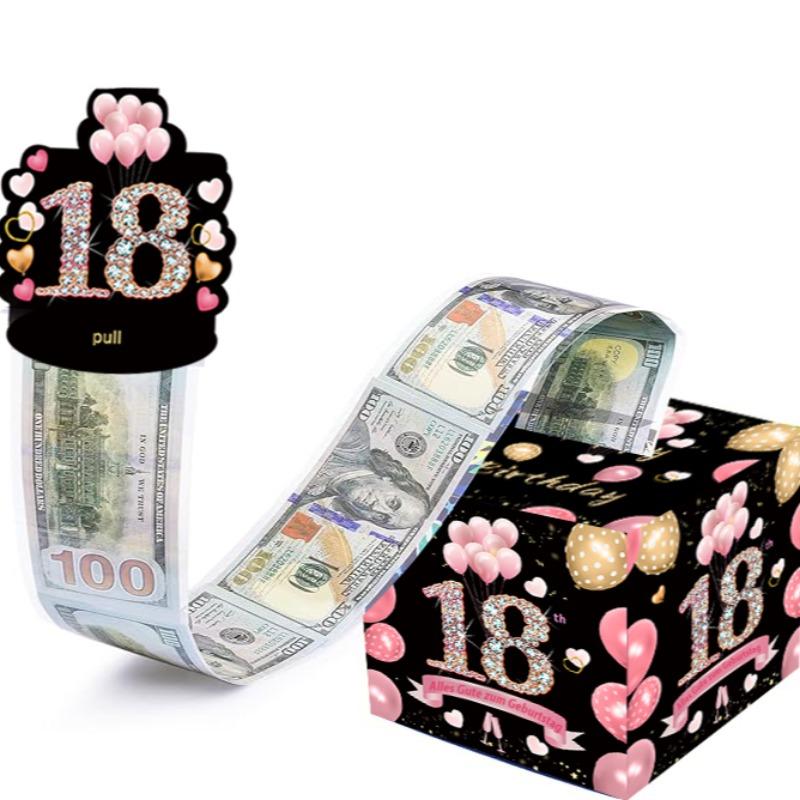 Party Gift Box, Birthday Sweet Savings Box, Surprise Pull-Out Gift Box with 50 Transparent Bags, Fun Way to Give Cash Gifts