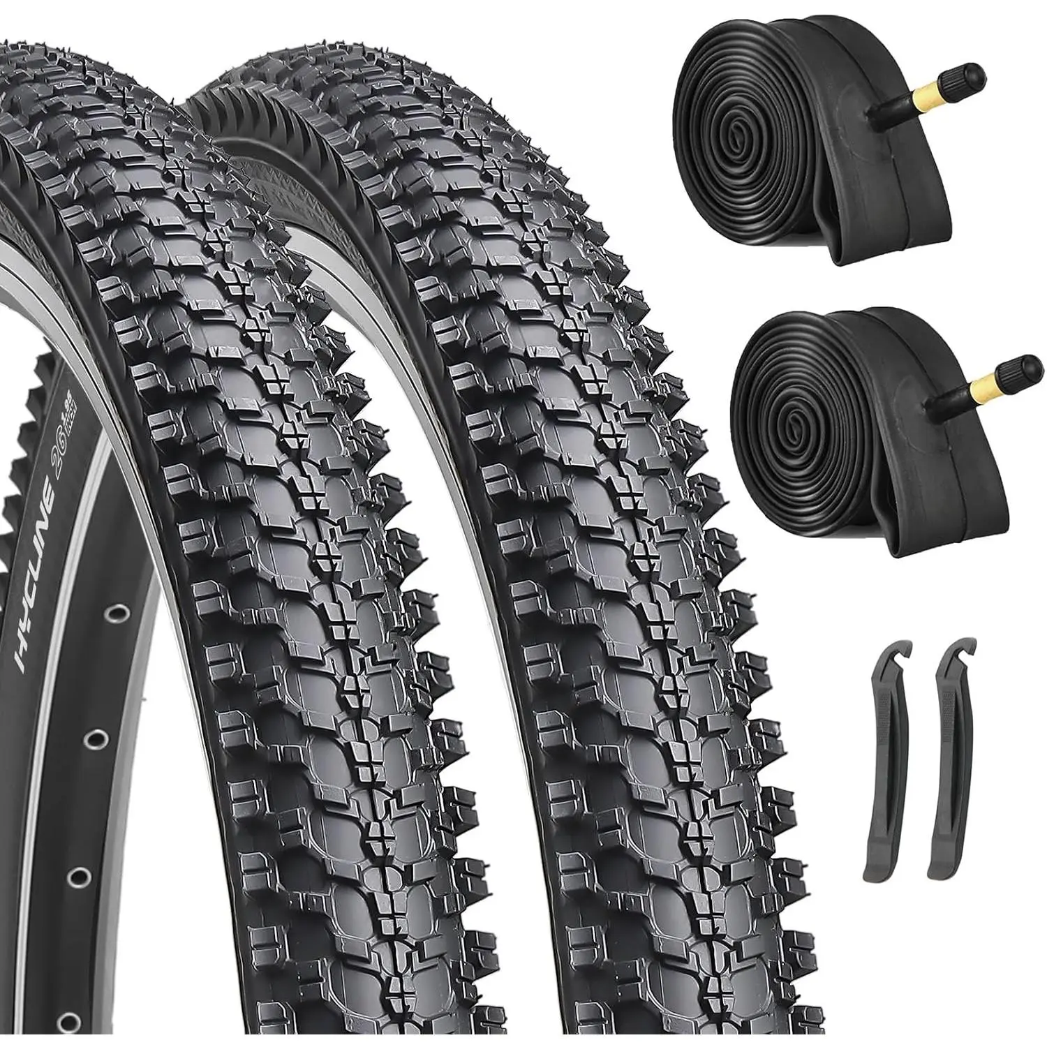2‑Pack MTB Tire Set, Folding Wear‑Resistant Mountain Bike Replacement Tires with Inner Tubes & Tire Levers, Off‑Road, 20/24/26/27.5‑Inch Available