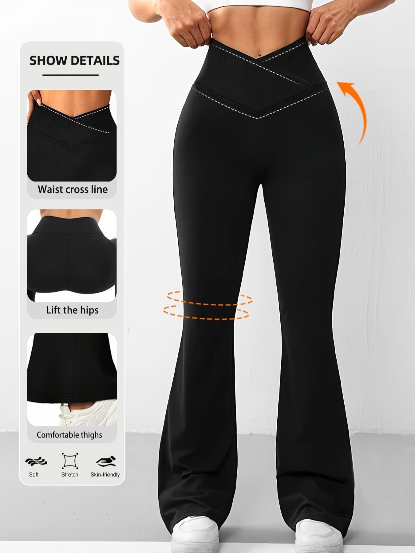 Women's High Waist Flare Leggings, Soft Stretchy Casual Sports Pants, Perfect for Yoga, Fitness, Spring and Summer Daily Outfits Cross Waist Leggings, Casual Sportswear Pants Women's High Waist Flare Leggings, Soft Stretchy Casual Sports Pants, Perfect for Yoga, Fitness, Spring and Summer Daily Outfits Cross Waist Leggings, Casual Sportswear Pants