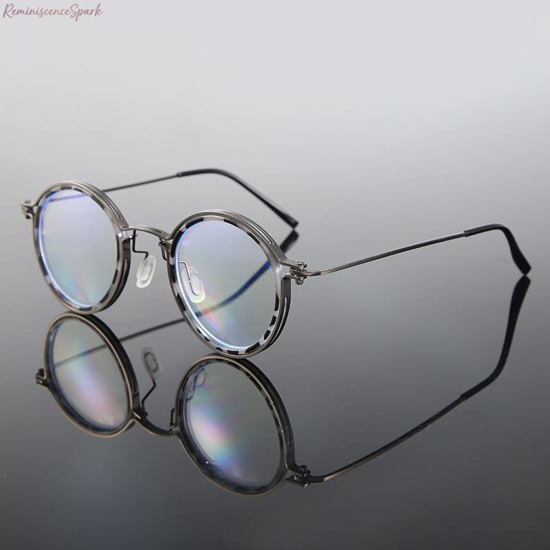 Unisex Metal Round Anti Blue Light Eyeglasses, Slim lightweight clear lens design, eye protection fashion eyewear suitable for home office, computer use, study and everyday casual outfits