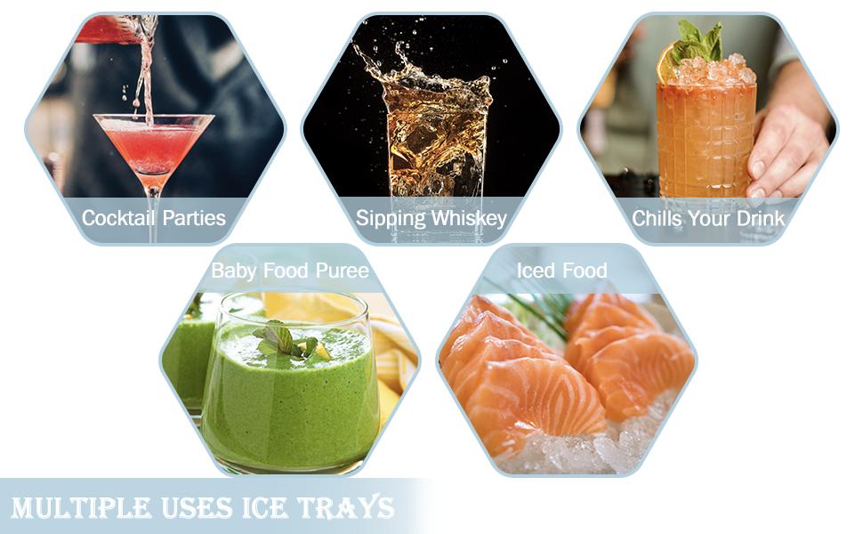 【SALE】WIBIMEN Refrigerator Ice Cube Tray 1 Inch x 66 Small Round Iced Cocktail Whiskey Ice Coffee Accessories Blue Kitchen Utensils