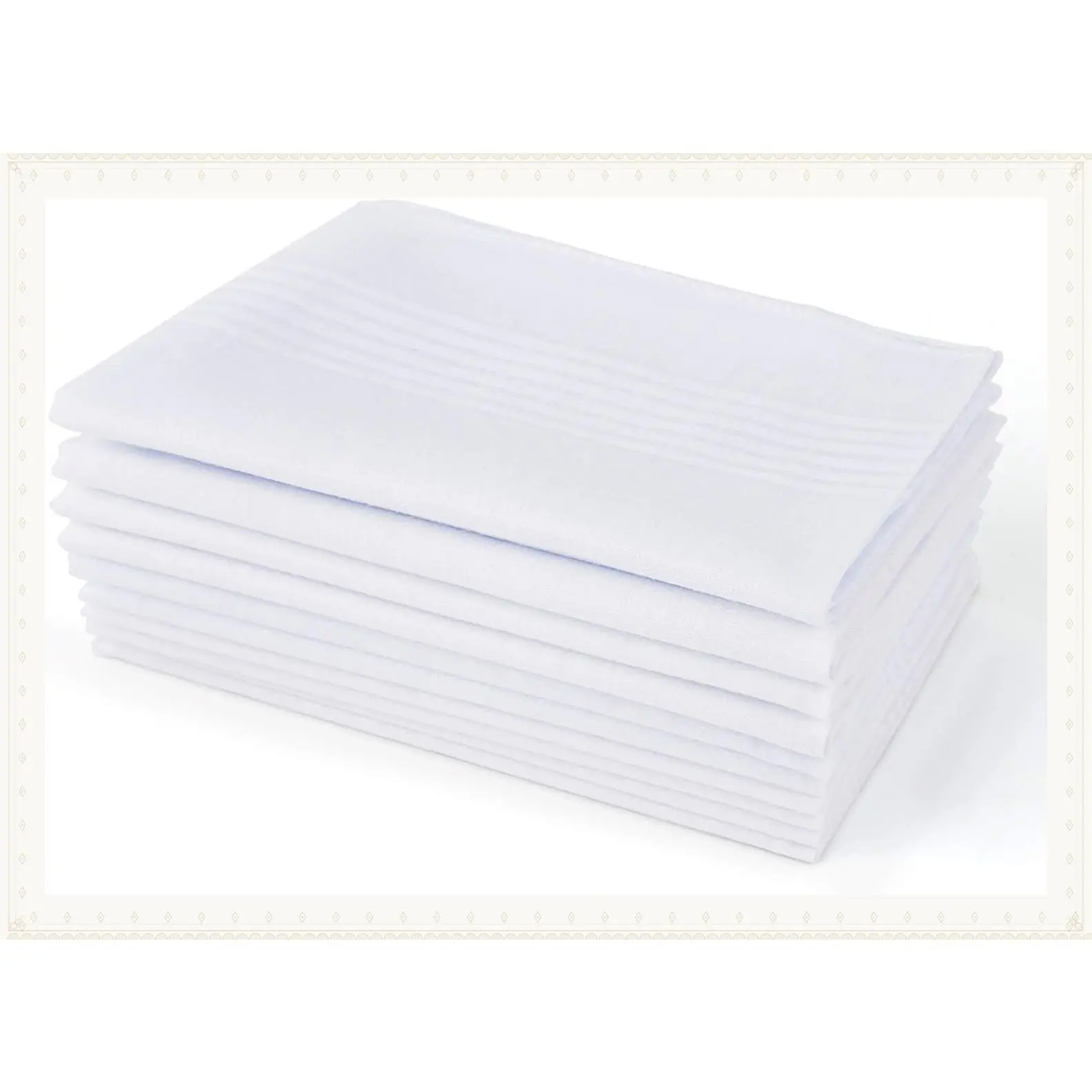 Men's Handkerchiefs 100% Soft Cotton White Hankie HankerchievesGift