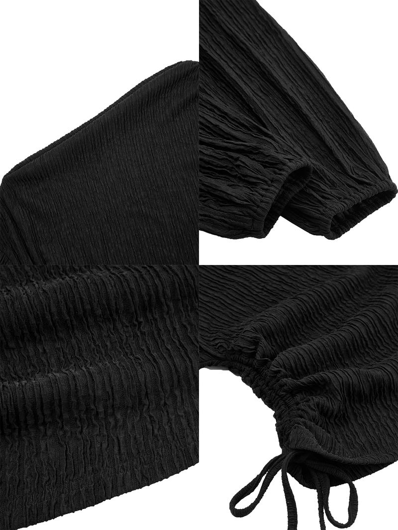 Women's Elegant Two-Piece Set, Fall & Winter Casual, Long Sleeve Drawstring Top & High Waist Wide Leg Pants, Plus Size