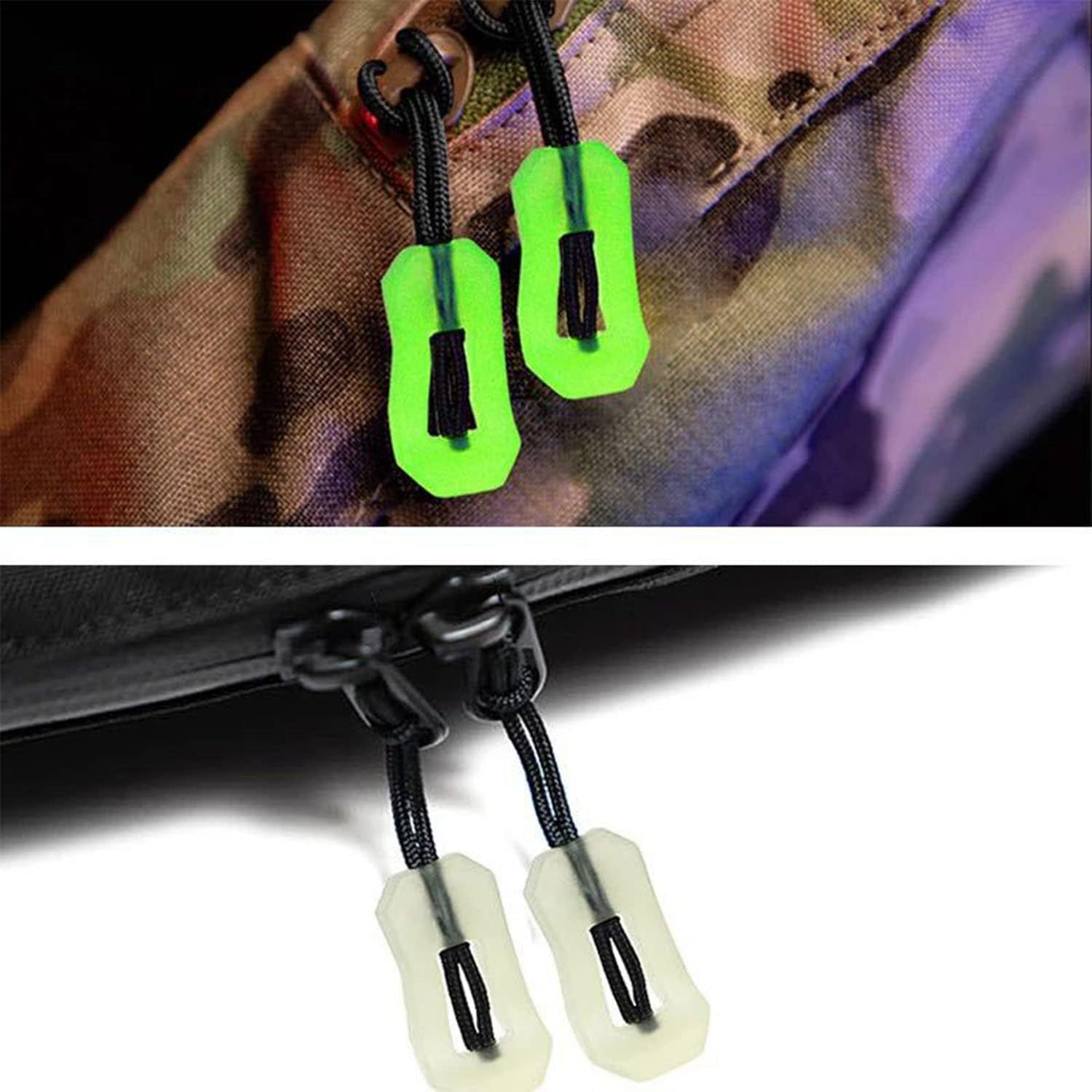 4 Pack Glow in The Dark Zipper Pulls for Luggage Backpacks Handbags Suitcases, Easy to Find in Low Light, Durable for Travel Camping Hiking Daily Use