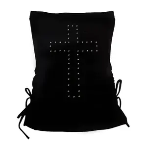 Woman Clothes Vintage Women's 2000s Y2k Tops Corset Emo Summer Aesthetic Women's Blouses Harajuku With RhinestoneCrop Top