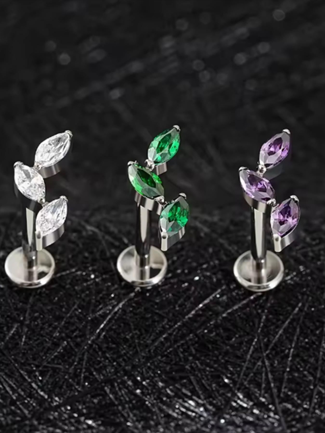 vanku 1pcs G23 Titanium Labret Studs 16G Threadless Push in Lip Piercing CZ Stud Piercing Jewellery for Tragus/Nose/Helix/Conch/Medusa/Lip/Labret - Helix Tragus Cartilage Earring for Women Men
