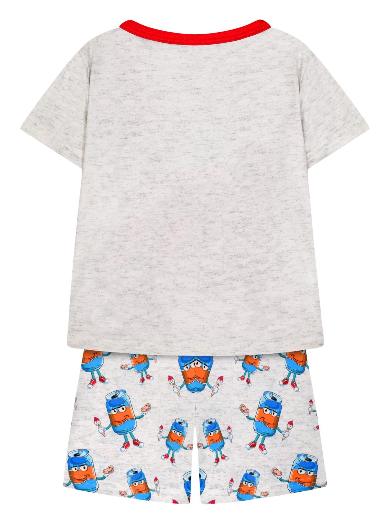 Boys' Cartoon Print Short Sleeve Pajama Set, Breathable Fitted ...