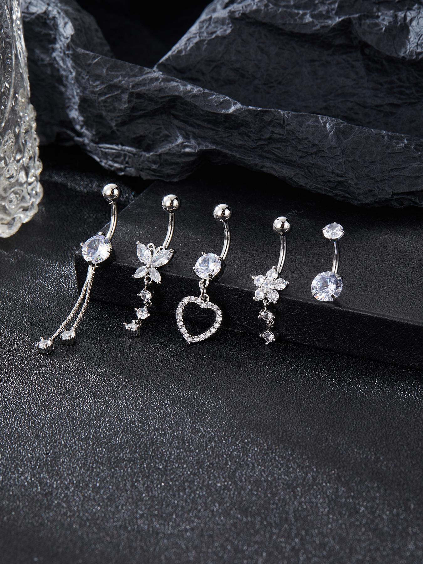 Women's Belly Ring Set, Butterfly Heart Floral Design, Copper Material, Party Jewelry Accessories, Perfect for Beach Vacation & Weddings