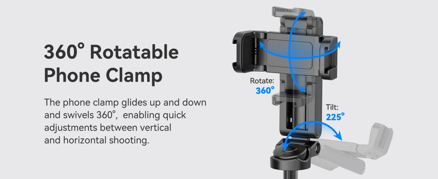 ULANZI JJ02 Selfie Stick Tripod, Extendable Grip Phone Tripod with Detachable Remote Pocket Size, Cellphone Accessories, 3-in-1 Mini Phone Grip 2 Cold Shoe, 10m/393.7'' Wireless Shutter, Vlog Livestreaming Photography