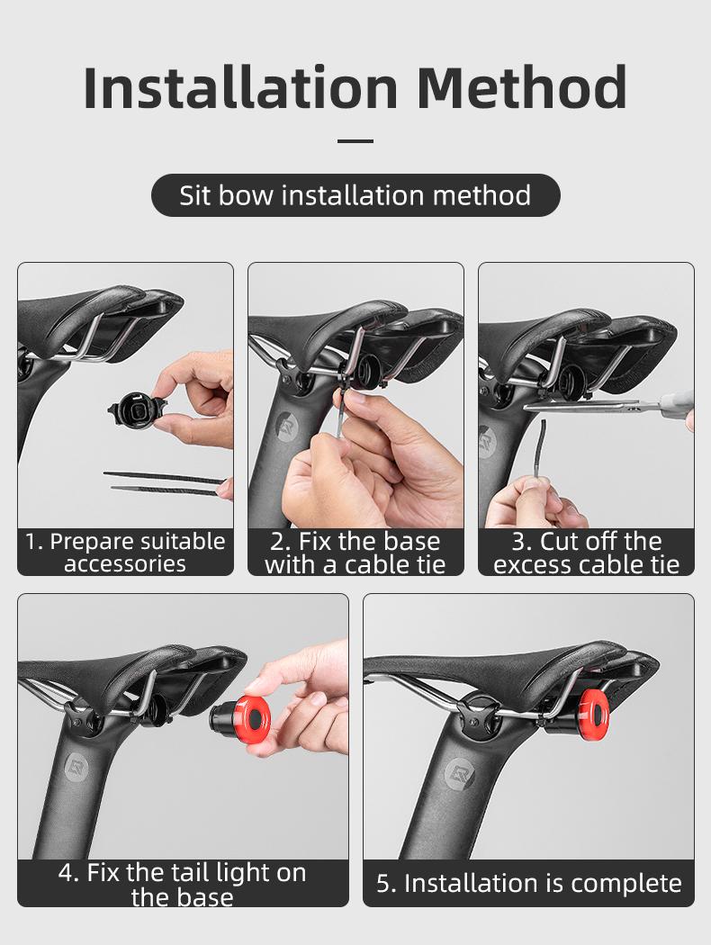 ROCKBROS Smart Bike Tail Light Break Sensing Bike Light Rechargeable Waterproof Auto On/Off Ultra Bright LED