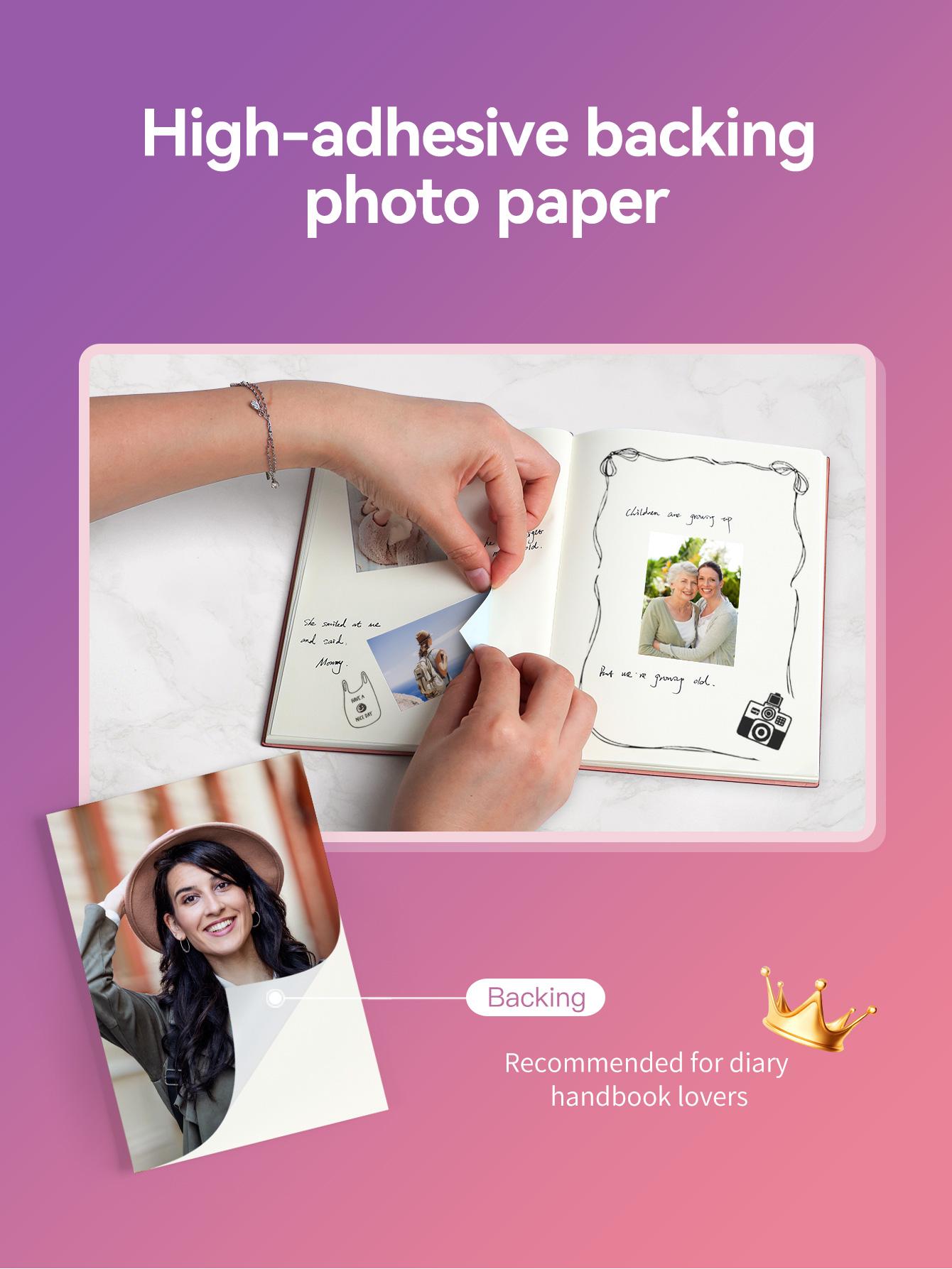 HPRT MT53 Mini Photo Printer + 50 Sheets 2x3" Self-Adhesive Paper, Wireless Bluetooth Printer for iPhone & Android, Instant Portable Sticker Printer for DIY, Scrapbooking, & Photo Printing