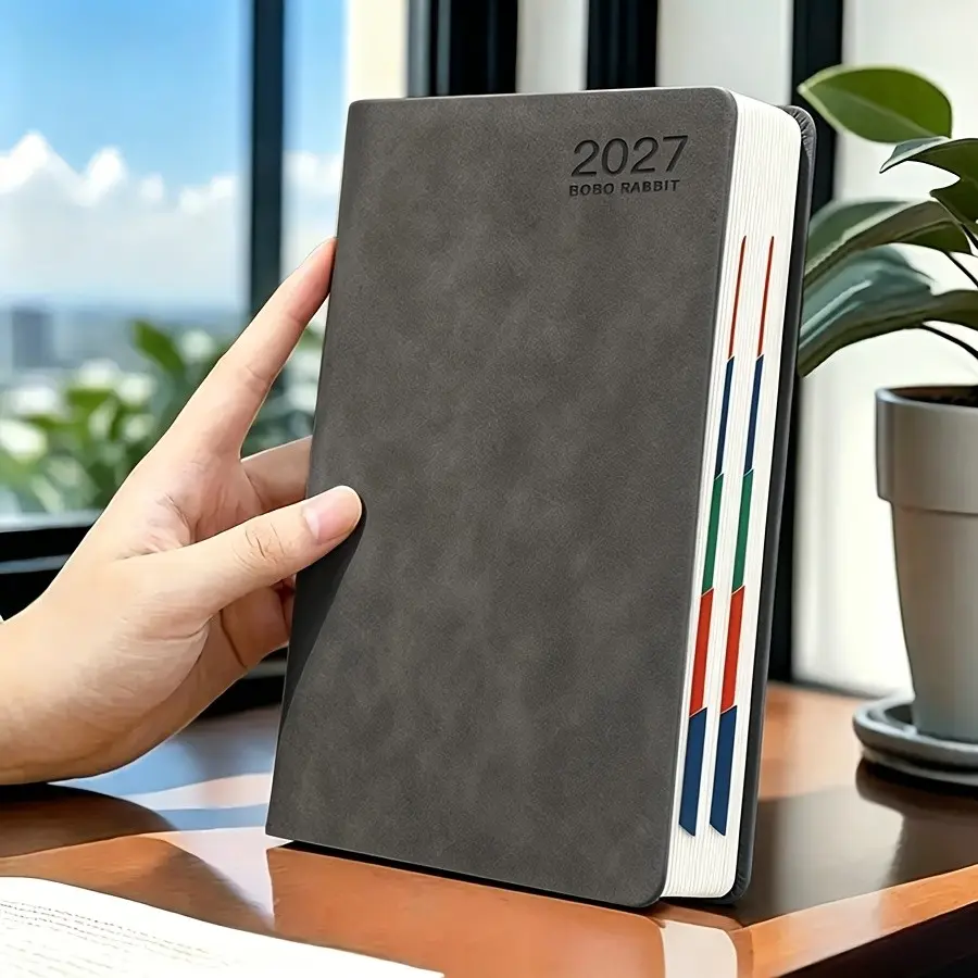 2027 Brave Moose Self-Discipline Schedule Planner, Blue Elegant Design, Monthly Weekly Layout, Portable Compact Size, Time Management Tool, Notebook Planner