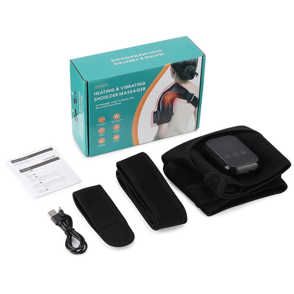 3 Vibration Modes Heating Shoulder Support, Adjustable Shoulder Brace, 2500mah Rechargeable, Extended Strap, Touch Screen Timer, Left Right Universal, Christmas Gift
