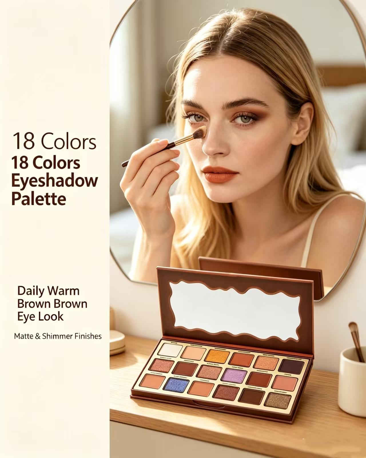 Zephoco Multifunctional All-In-1 Chocolate Cosmetic Eyeshadow Palette - 54g Mineral Oil-Free Cream & Powder, Earth Tones, Cool Shades, Highlighter, High Pigment, Multi-Textures, Easy-Blend Gradient, Metallic Matte Shimmer Eyeshadow for Daily Makeup, Multi