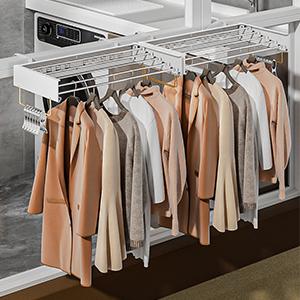 Wall Mounted Laundry Rack, Collapsible Clothes & Drying Rack for Indoor &, 60 lb Capacity, 31.5' Wide, 13.5 Ft, White