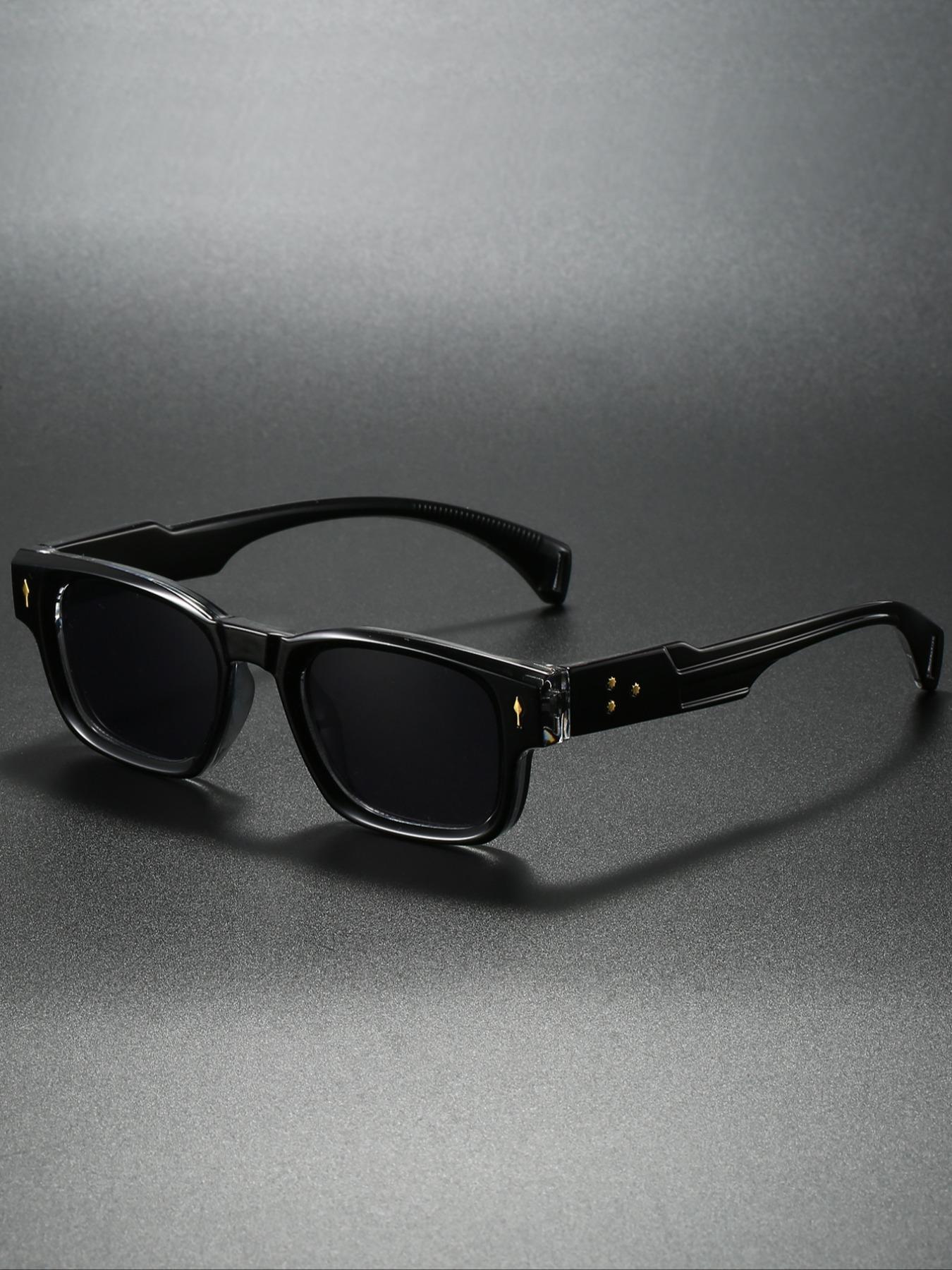 Men's Fashion Eyeglasses Frame, Square Frame Glasses, Classic Style Arrow Design, Trendy Rivet Decoration, Vintage Look, New Arrival, Stylish Eyeewear, Square Frames Eyeglass, Square Frame Eyewear, Casual Stylish Glasses