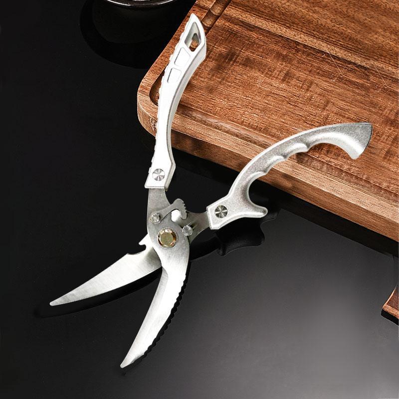 1pcs stainless steel kitchen scissors, multi-purpose, sharp and practical poultry scissors, can be used for vegetables, fish, chicken bones, etc., cooking scissors are a must-have in the kitchen, dishwasher safe