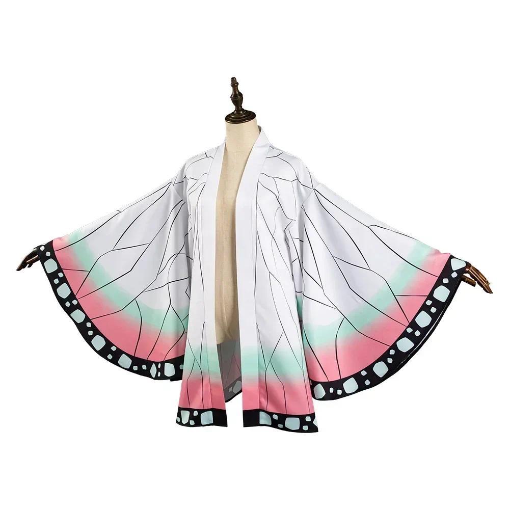 Women's Demon Slayer Kimetsu No Yaiba Kochou Shinobu Long Sleeve Cosplay Kimono Coat - Wig-Included Outfit with Accessories, Women's Wardrobe Clothes (Toys & Hobbies, DIY, Specialty DIY Supplies), Women's Clothes