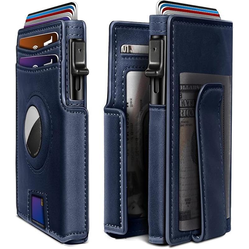 New Airtag Wallet For Men Gigt, Minimalist Money Clip 10 Cards Metal Case Smart Slim Pop Up Wallet With Magnetic Closure RFID Blocking Aluminum Credit Card Holder Bifold Wallet With Gift Box