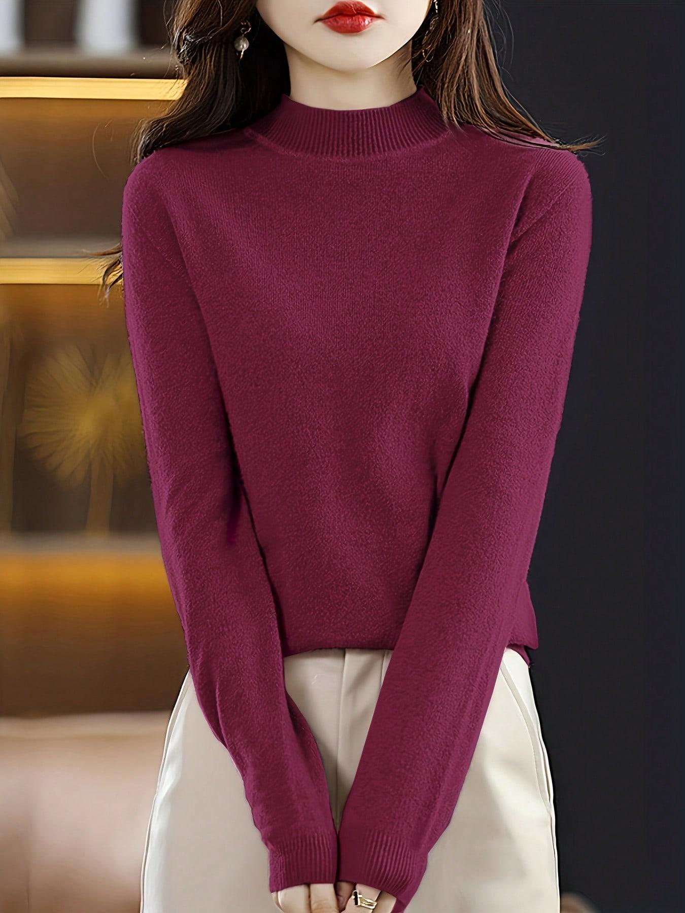 New Half High Neck Knitted Sweater for Women, Casual Loose-Fitting Pullover, Perfect for Fall & Winter, Versatile Daily Wear, Knitwear