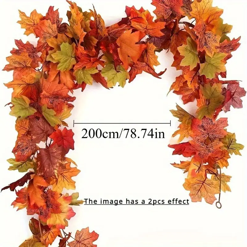 4pcs Artificial Maple Leaf Vines, Realistic Fall Colors, Durable Plastic Hanging Decor, Perfect for Thanksgiving, Halloween, Weddings, Indoor/outdoor Decor