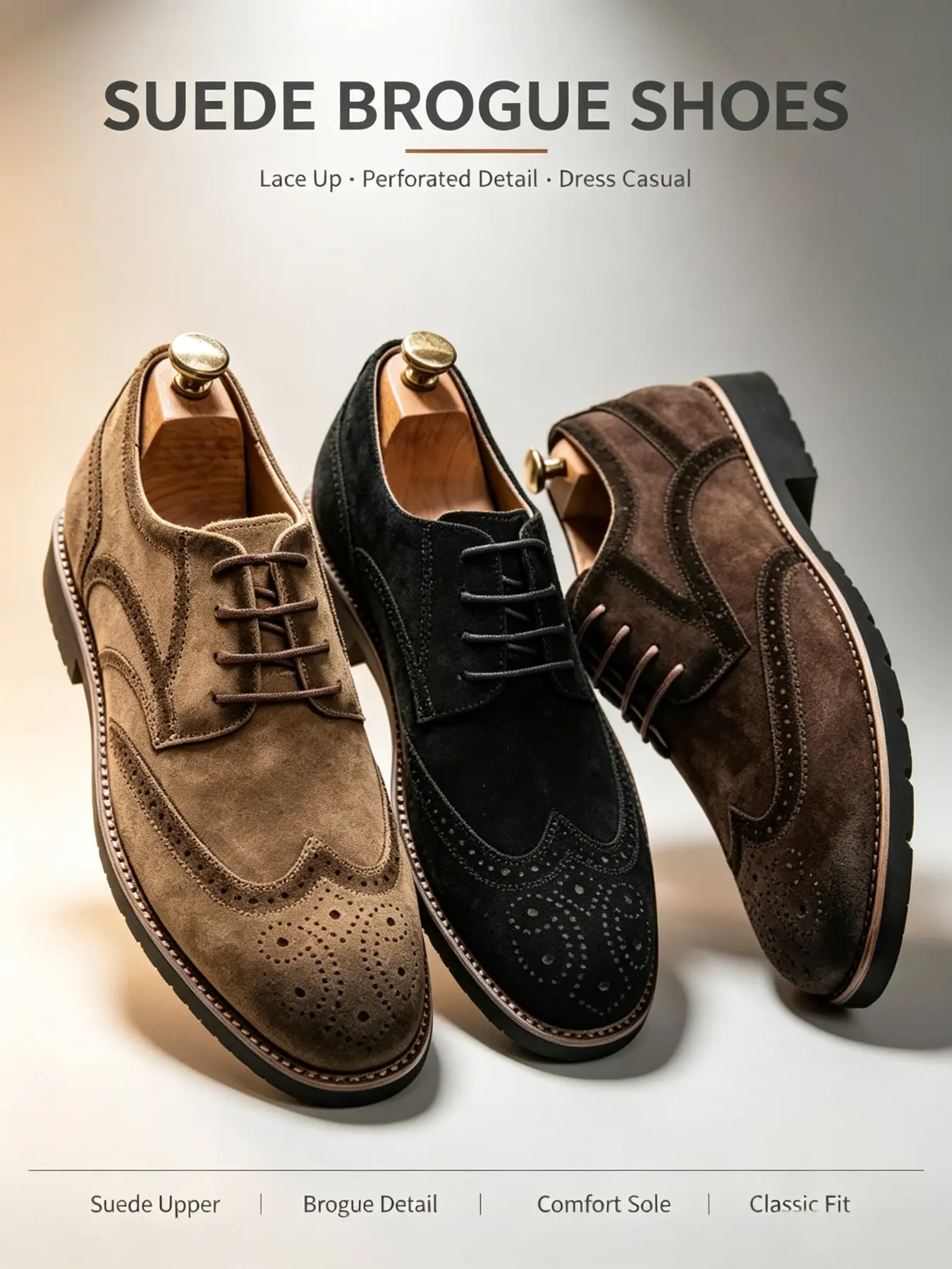 Men's Casual Oxford Shoes, Plain Pattern, Rubber Sole, All Seasons, Less Than Ankle Height, Fashionable Business & Leisure Footwear