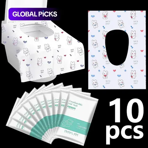 30pcs Disposable Toilet Seat Covers Pack, Toilet Seat Protector, Cute Rabbit and Heart Design, Longer and Wider, Suitable for Public Restrooms, Travel, Airplane Use, Toilet Accessories Cover #GLOBAL PICKS