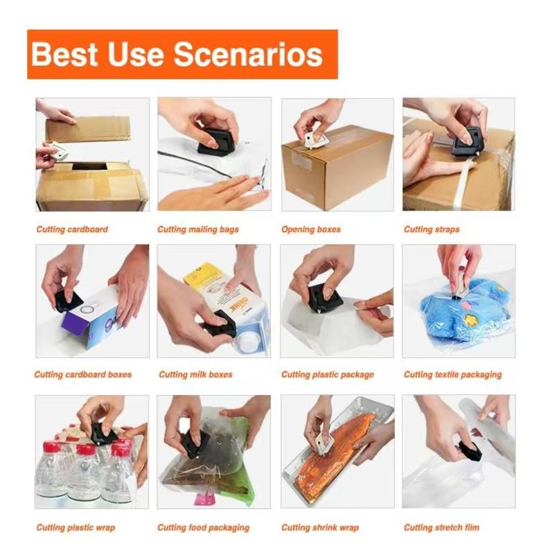 Magnetic Safety Box Cutter  Auto-Retract Ceramic Blade Cutting Supplies, 90° Edge Guide Fridge & Desk Mount, Portable Home Office Craft Tool