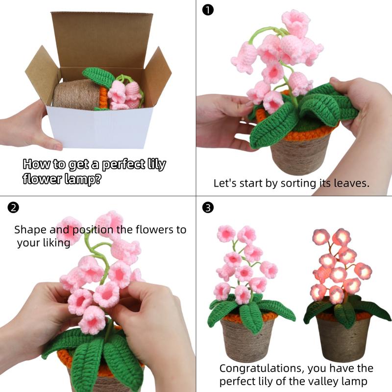 Product Introduction of Handmade Crocheted Halloween Lily of the Valley LED Lanternļ½Multi-color lighting + DIY Spooky Card ļ½Pumpkin Party Prop/Christmas Decor/Heartfelt Valentine's Gifts/Motherās Day Gift Handmade Flower Lamp Bedside Nightlight 13