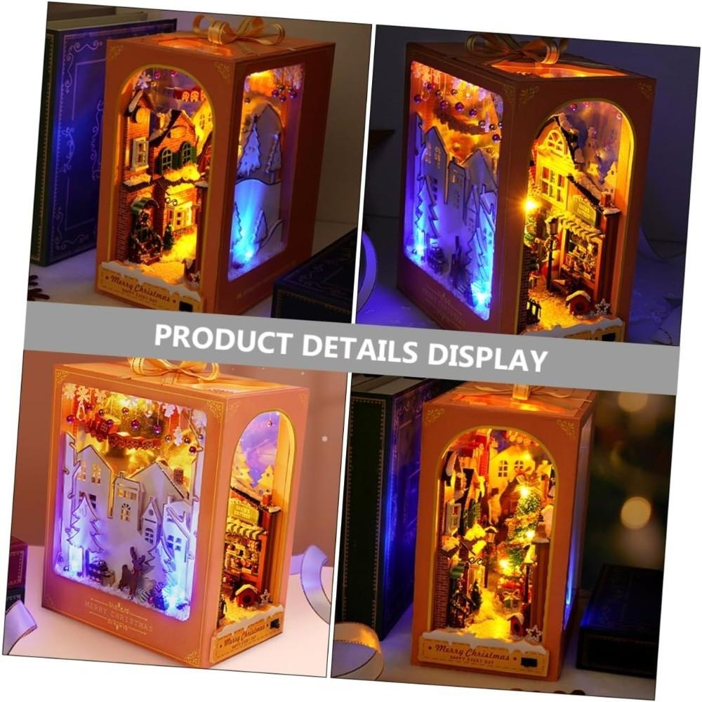 Wooden Christmas House Model Unfinished Assembly Kit, Creative Home Decor, Holiday Displays, Bookends, No Battery Required