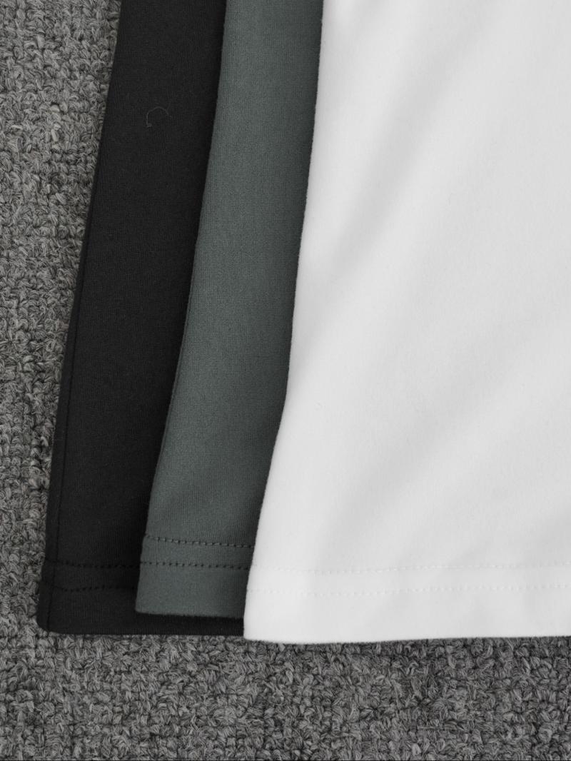 3pcs Autumn And Winter Women'S Casual Fashion Sporty Tee Set, With Multi Button Design, Solid Color Round Neck Long Sleeved Top