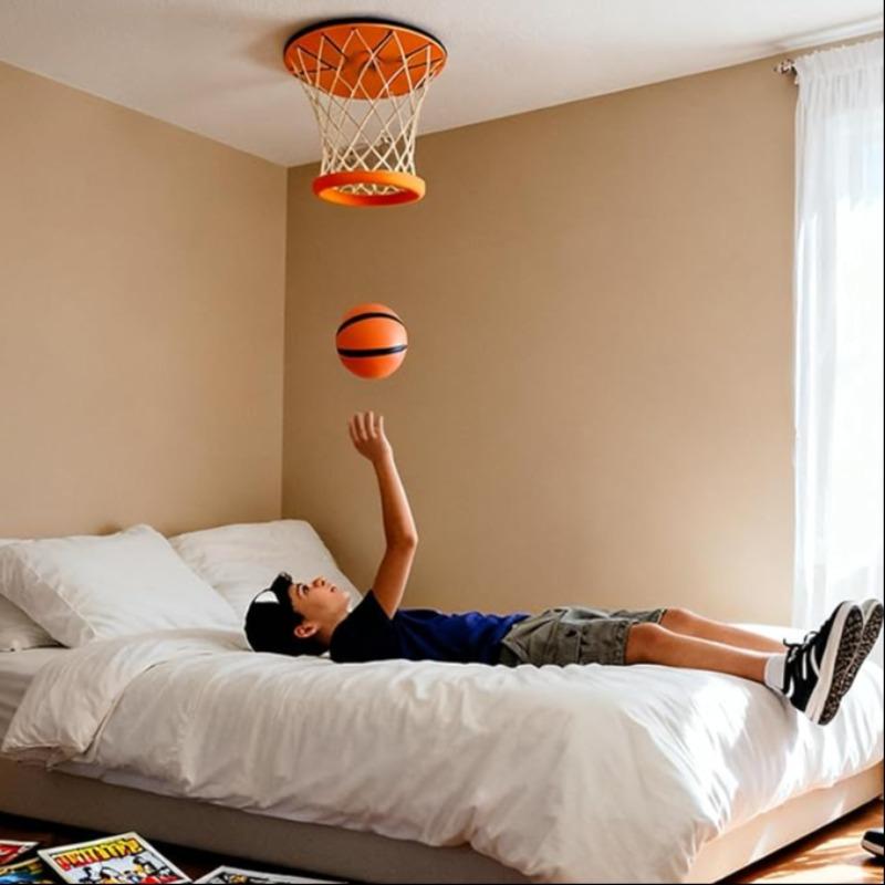 Portable Ceiling Sliding Indoor Mini Basketball Hoop, Fun Wall-Mounted Sports for Bedroom and Outdoor Games, Includes Ball and Pump, Portable Basketball Goal