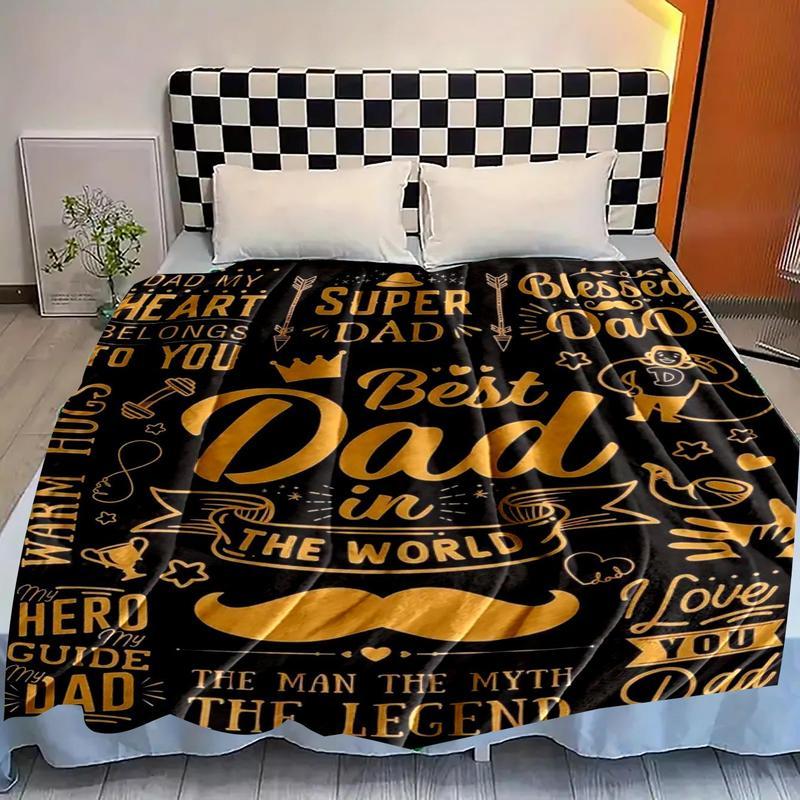 Letter Pattemn Blanket Gift for Dad, 1/2 CountsSoft Throw Blanket, Warm & Cozy Blanket forOffice, Car, Bed, Home, Travel, Halloween DecorNapping Blanket