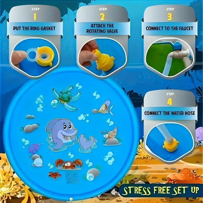 Pet Splash Sprinkler Pad for Dogs & Cats, Summer Outdoor Cooling Water Play Mat