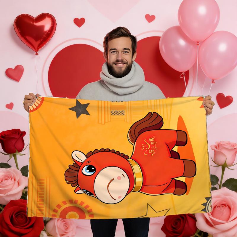 Cry Horse Theme Blanket, High-Weight Flannel Fabric, Soft and Warm, Anti-Wrinkle, Easy Clean, Perfect Gift for Friends and Lovers, Happy Blanket Gifts