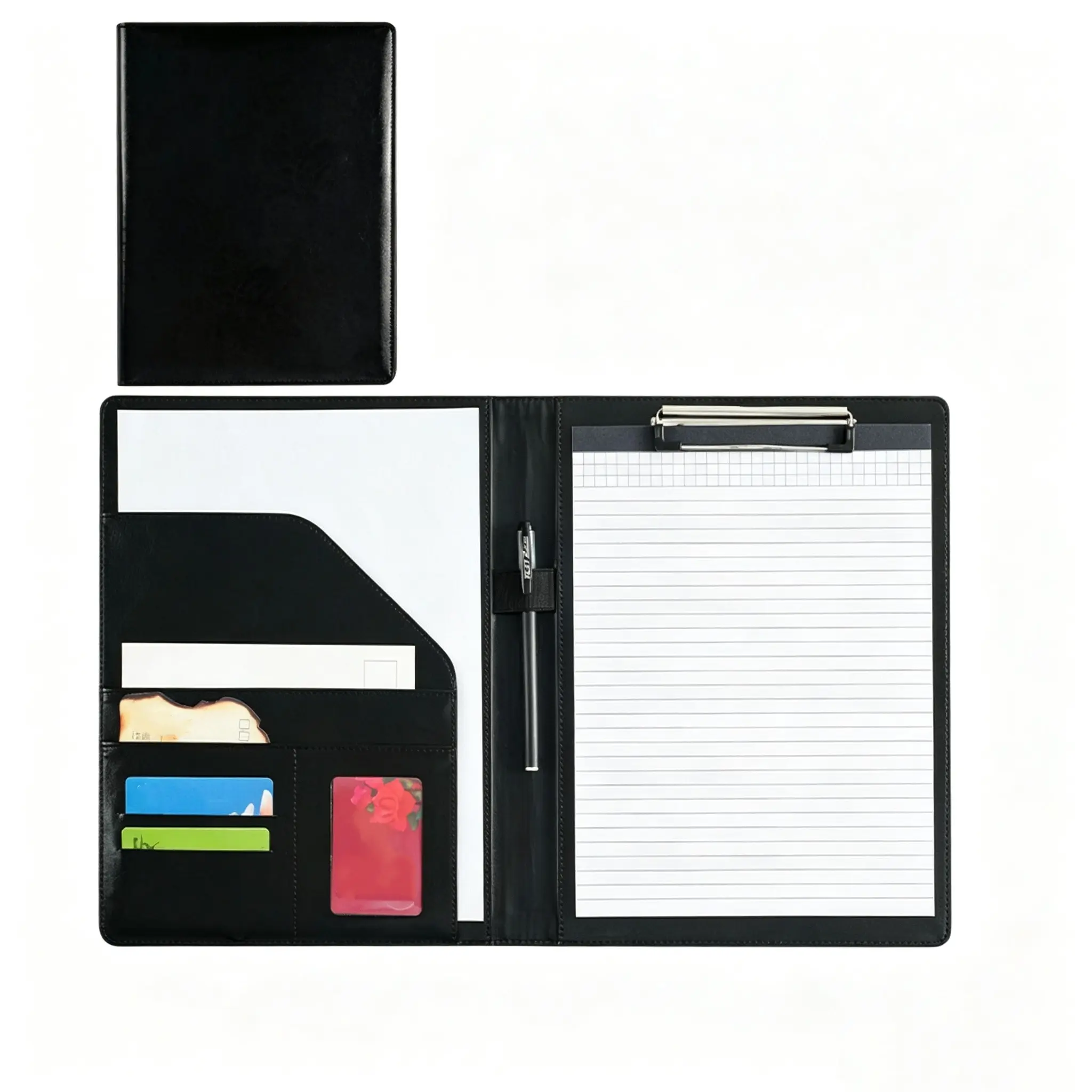 A4 Multifunctional Leather Folder Business Portfolio Sales Contract Signing Clipboard Document Organizer Professional Durable Stain Resistant Texture Files Neatly Organized Great for Office Study Ideal Holiday Gift Choice