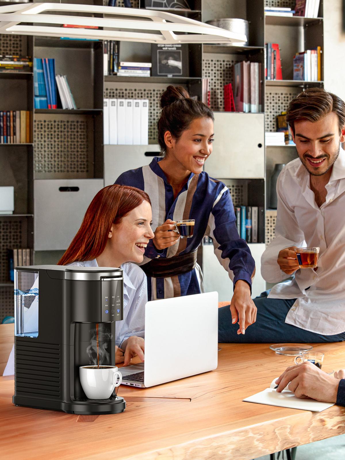 COWSAR Single Serve Coffee Maker, Coffee Brewer for K-Cups Pods and Ground Coffee, Capsule Coffee Machine with 40oz Water Tank, 5 Brew Sizes Up To 14cz, Black