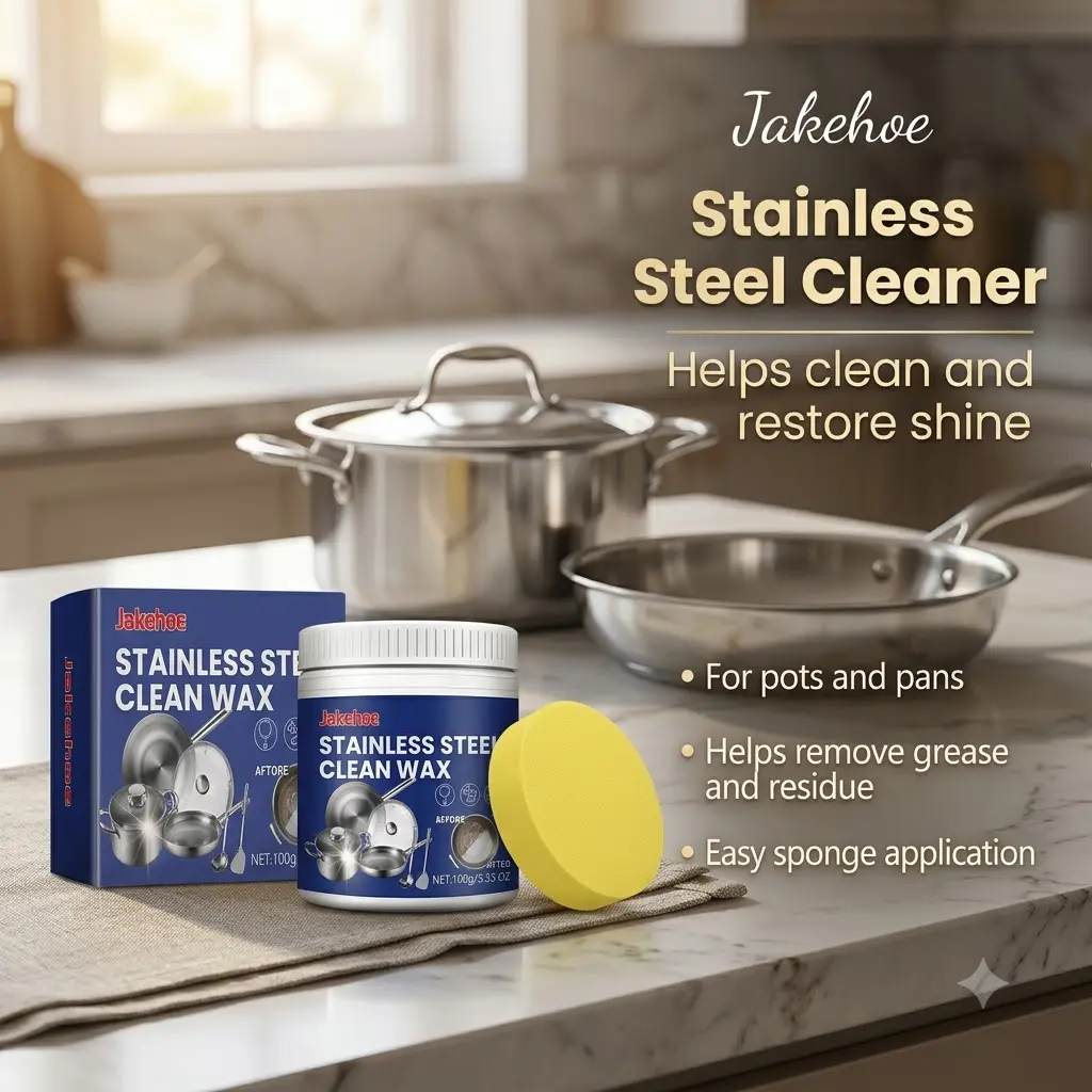 Stainless Steel Cleaning Paste, Kitchen Cookware Cleaner for Pots, Pans, Stove Top, Sink, Burnt Stains, Black Grime, Oil Stains, Rust Stains, Dirt, Polish Care and Home Cleaning