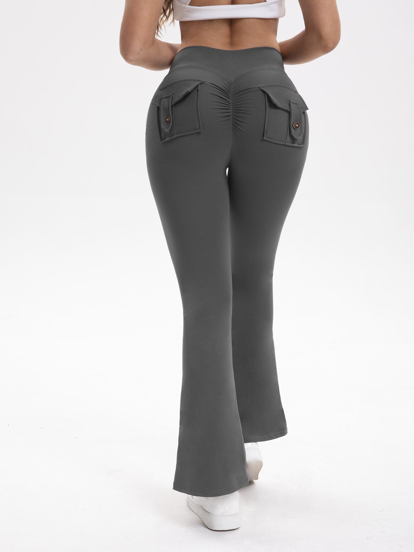 3PCS Women's High-Waisted Boot Style Carved Pleated Buttocks Flare Leggings Stretch Training And Fitness Flared , Super Comfortable Daily Pants shapewear leggings Gym Exercise Leggings