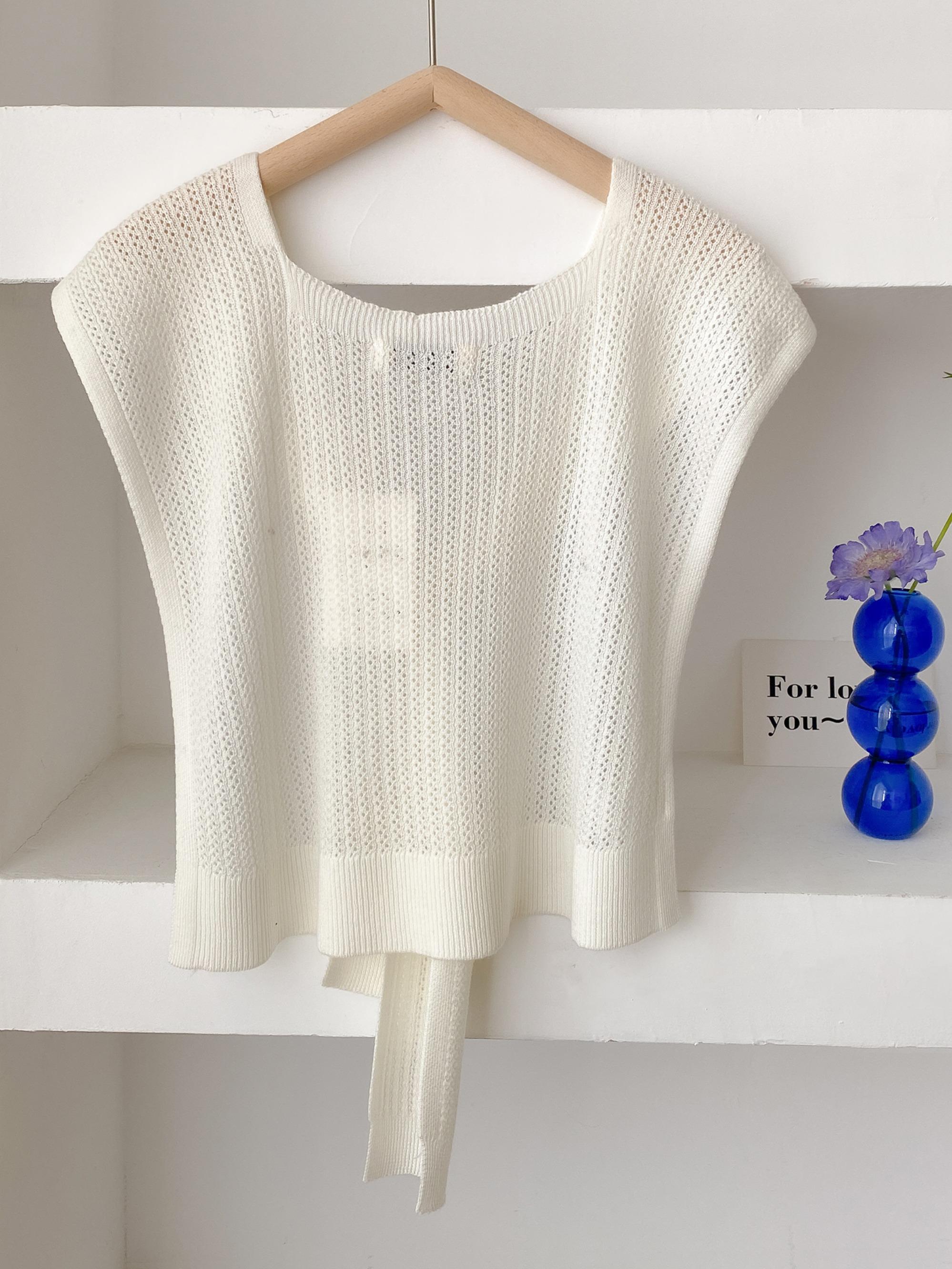 Women's Solid Color Open Front Cape Cloak Sleeve Knit Shawl, Casual Versatile Scarf for All Seasons, Fashion Knitwear Accessories for Women & Girls, Tops, Womenswear