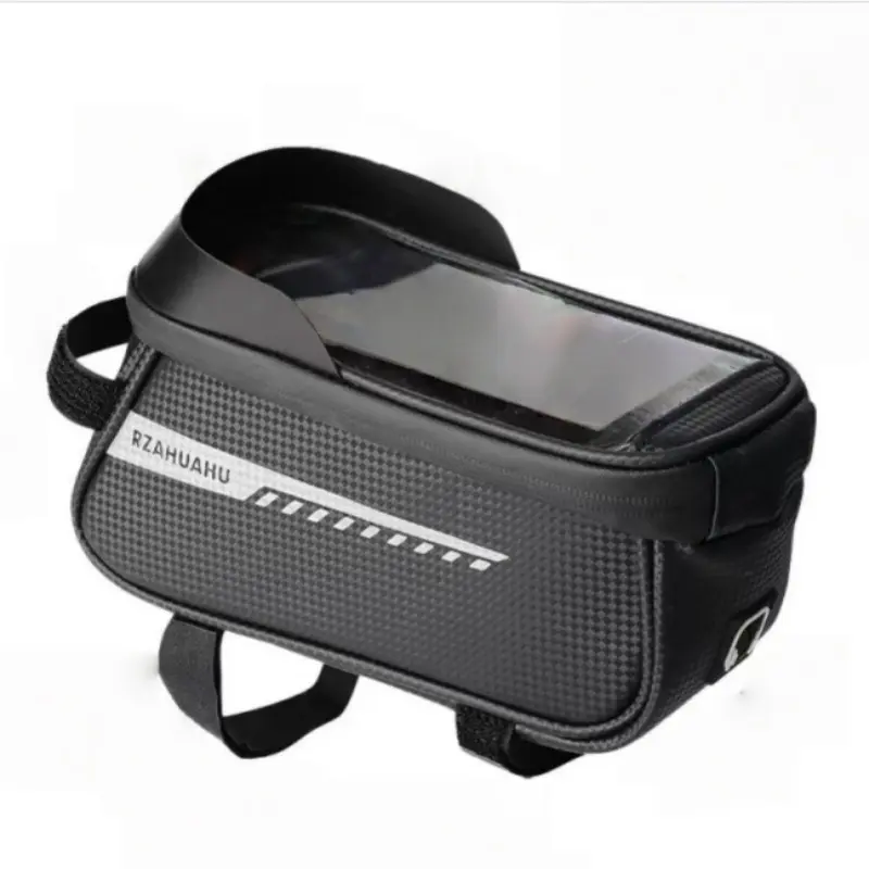 Mountain Bike Phone Holder, Waterproof PU Leather Bicycle Bag, Large Capacity Cycling Accessory, Touchscreen Compatible, Front Rack Mount, Bike Accessories