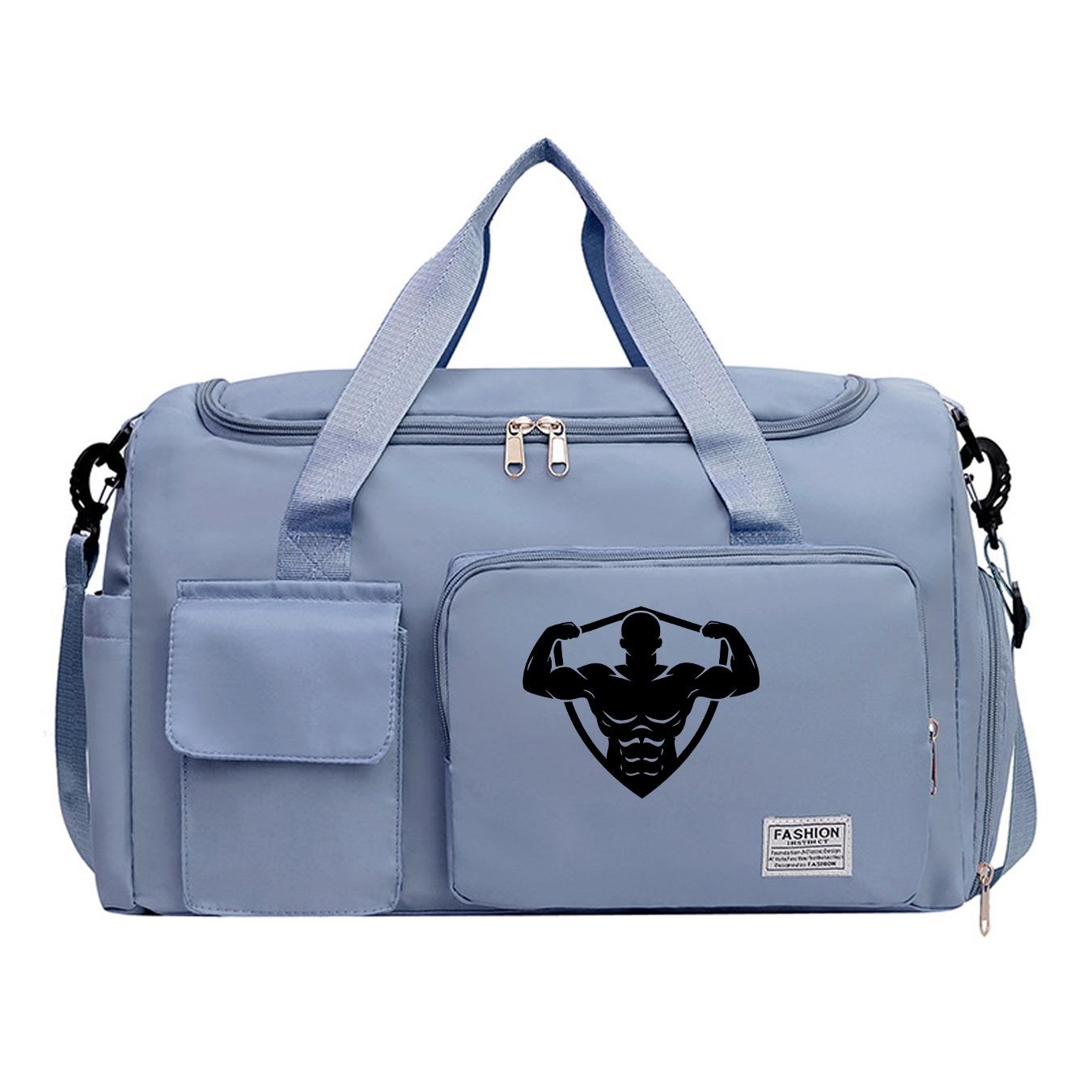 Men's Fitness Muscle Print Sports Bag, Large Capacity Handbag, Crossbody Training Bag, Yoga Backpack, Lightweight Travel Bag