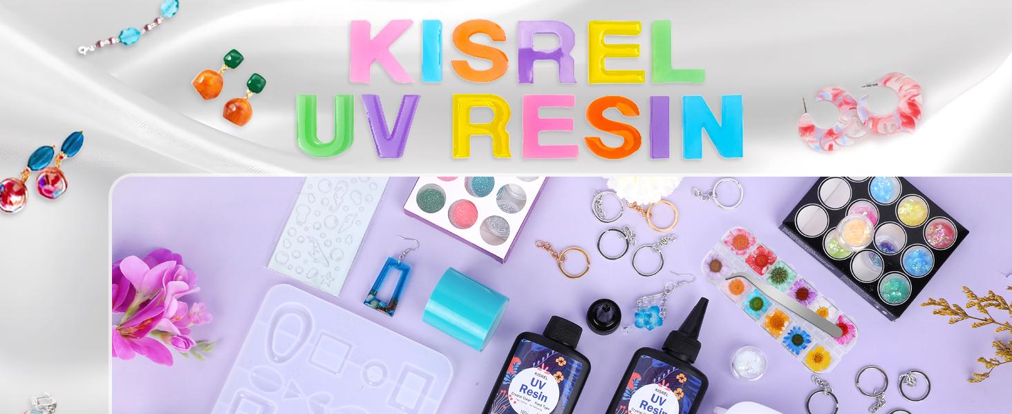 KISREL UV Resin Jewelry Making Kit, 300g Crystal Clear Resin with Light and Molds, DIY Jewelry Making Kit, Resina Starter Kits for Keychain and Earring