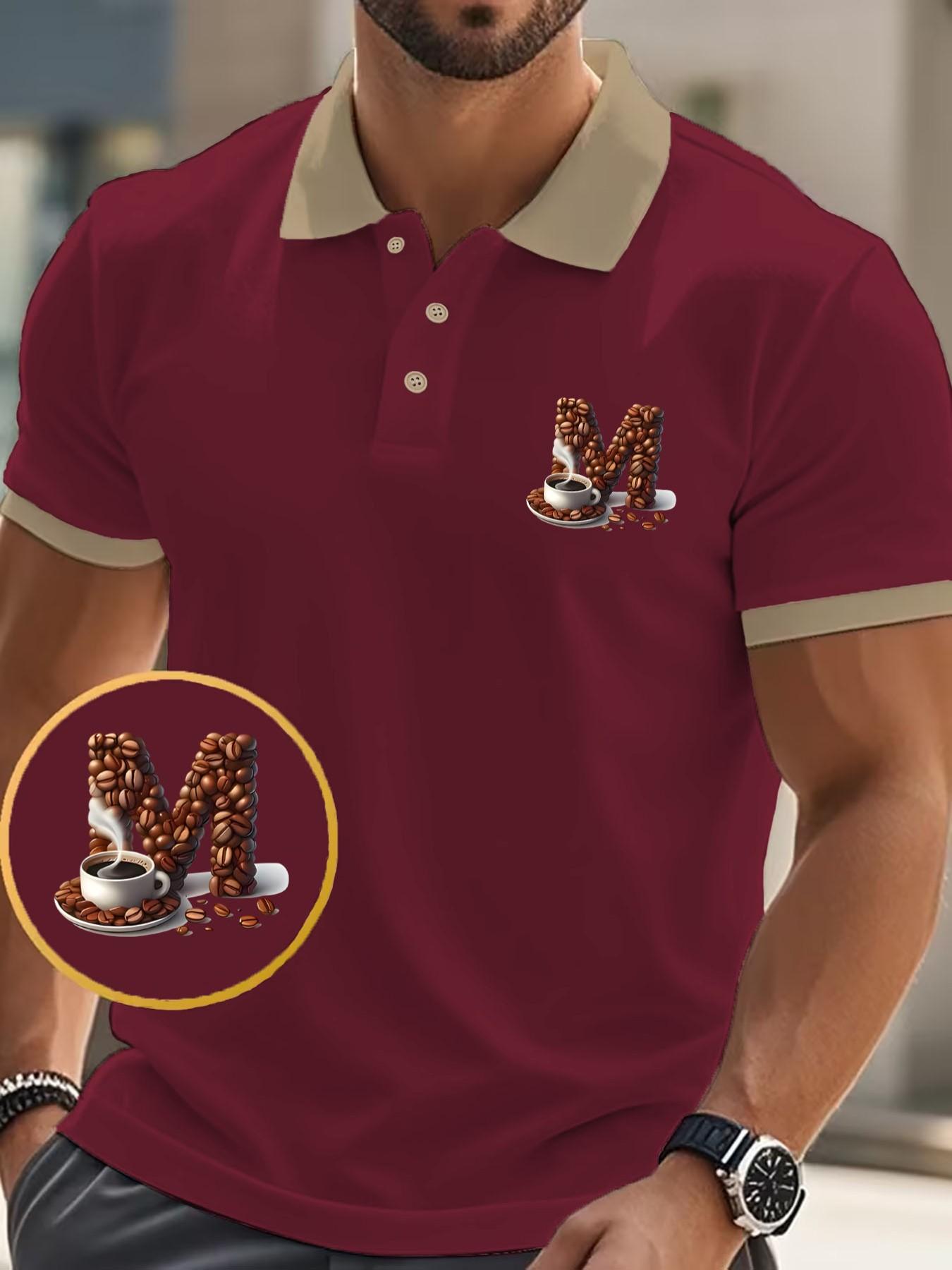 Men's Geometric Print Polo Shirt, Slim-Fitting Casual Business Wear, Short Sleeve, Ideal for Daily Commute, Travel, Gifts