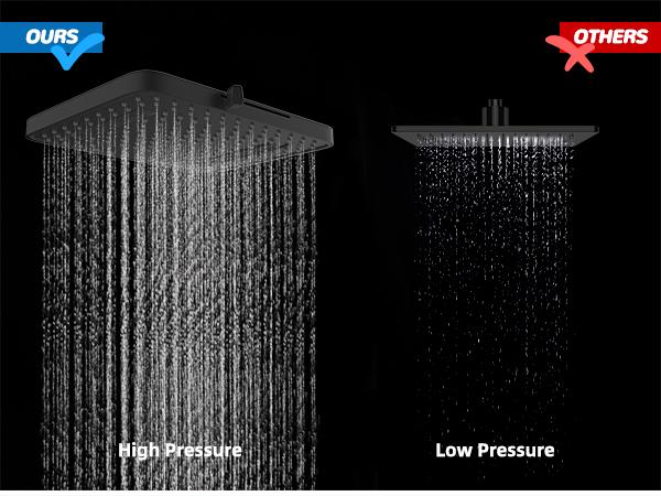 Hibbent Upgraded cUPC Certified 5-spray 13'' Shower Head for Easy Reach, High Pressure Rainfall Showerhead Combo with 10-mode Handheld Spray, 12'' Extension Arm, 4-way Diverter, 71'' Hose, Showerhead Holder, Black