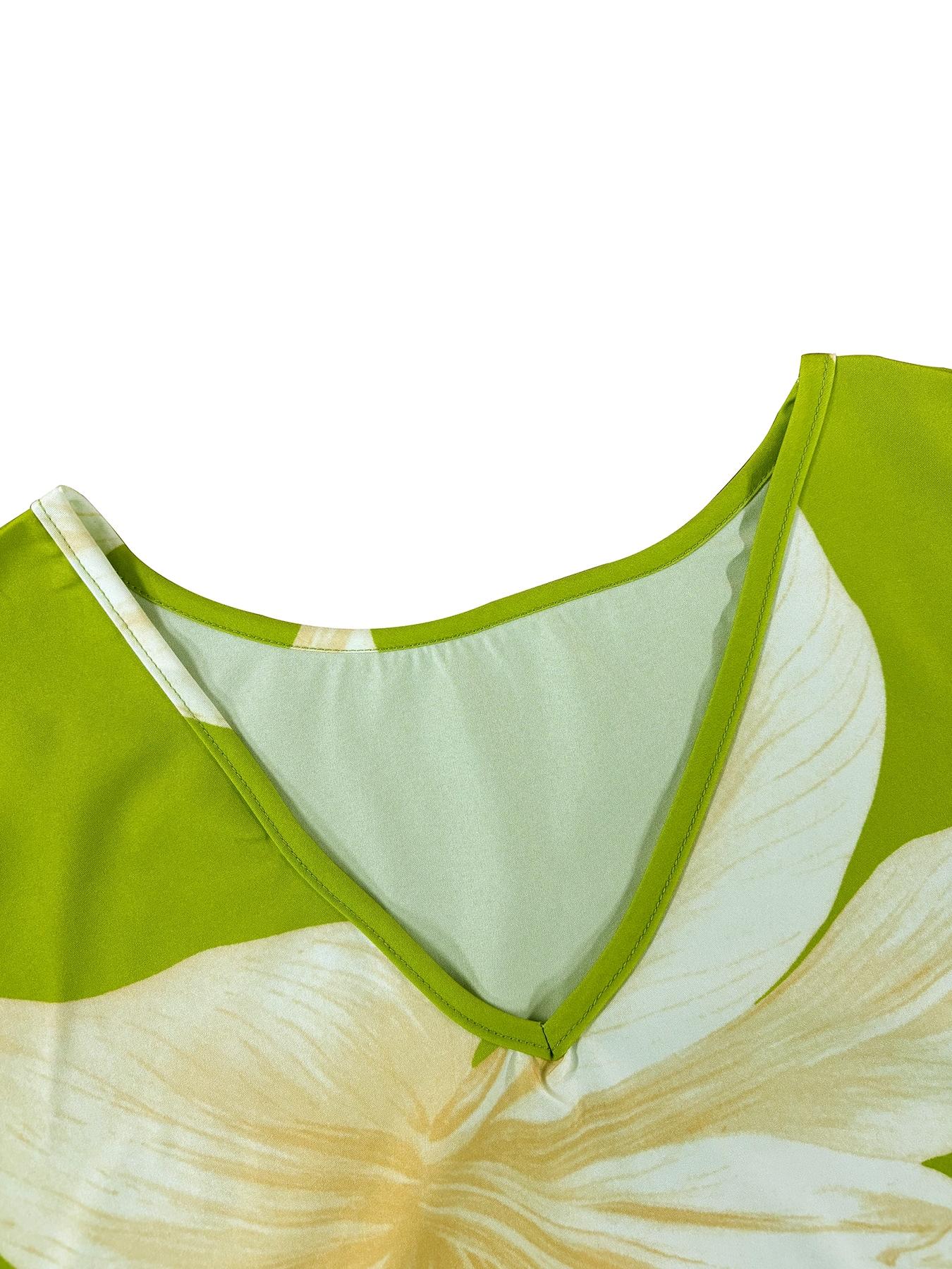 Women's Floral Print Blouse & Tie Front Wide Leg Pants Two-piece Set, Casual V Neck Top & Trousers for Summer, Ladies Clothes for Daily Wear, Womenswear