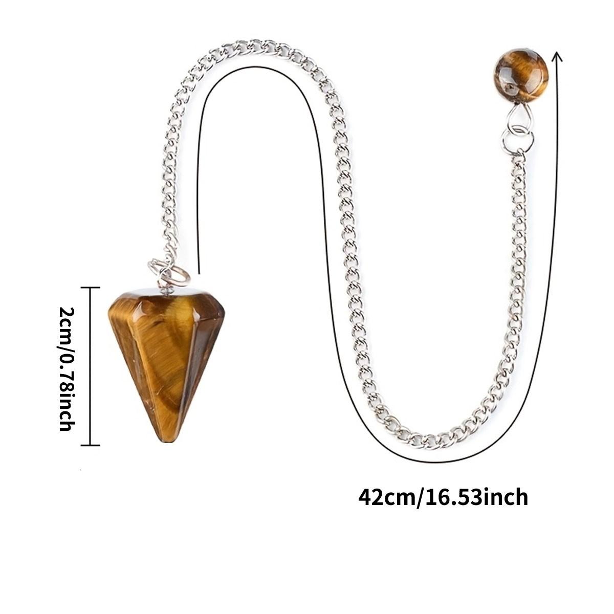 Natural Crystal Pendulum, Hexagonal Carved Stone Dowsing Pendulums, Amethyst Tiger's Eye Rose Quartz, Reiki Yoga Meditation Accessories