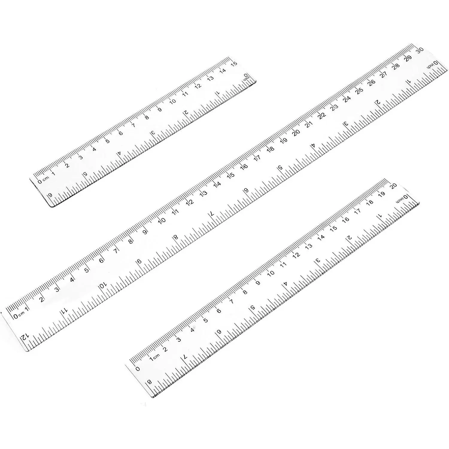 3 Pack 6 Inch 8 Inch 12 Inch Ruler Set Plastic Straight Ruler Transparent Measuring Tool Acrylic Clear Ruler for School Office Student