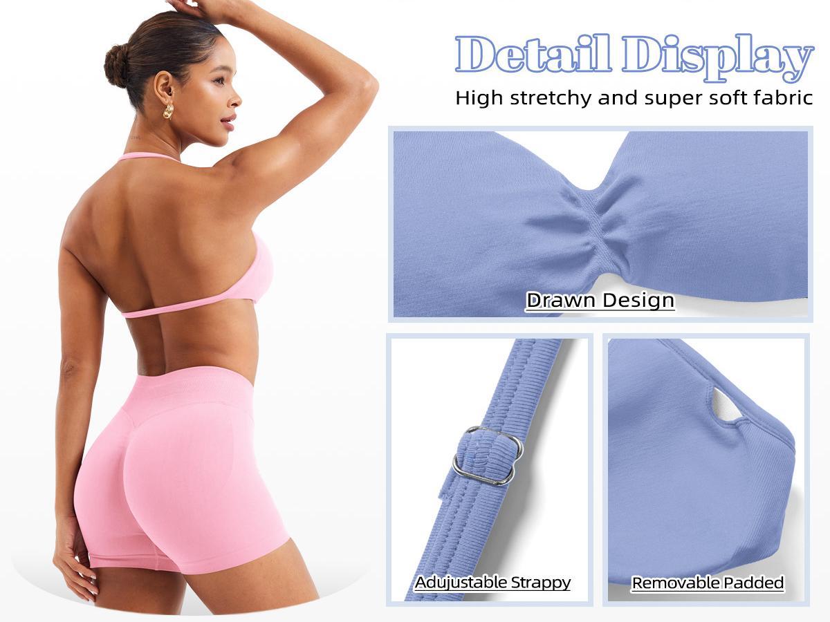 YEOREO SoftHue Women's Strappy Halter Sports Bra Padded Gym and Workout Yoga Top YEOREO SoftHue Women's Strappy Halter Sports Bra Padded Gym and Workout Yoga Top
