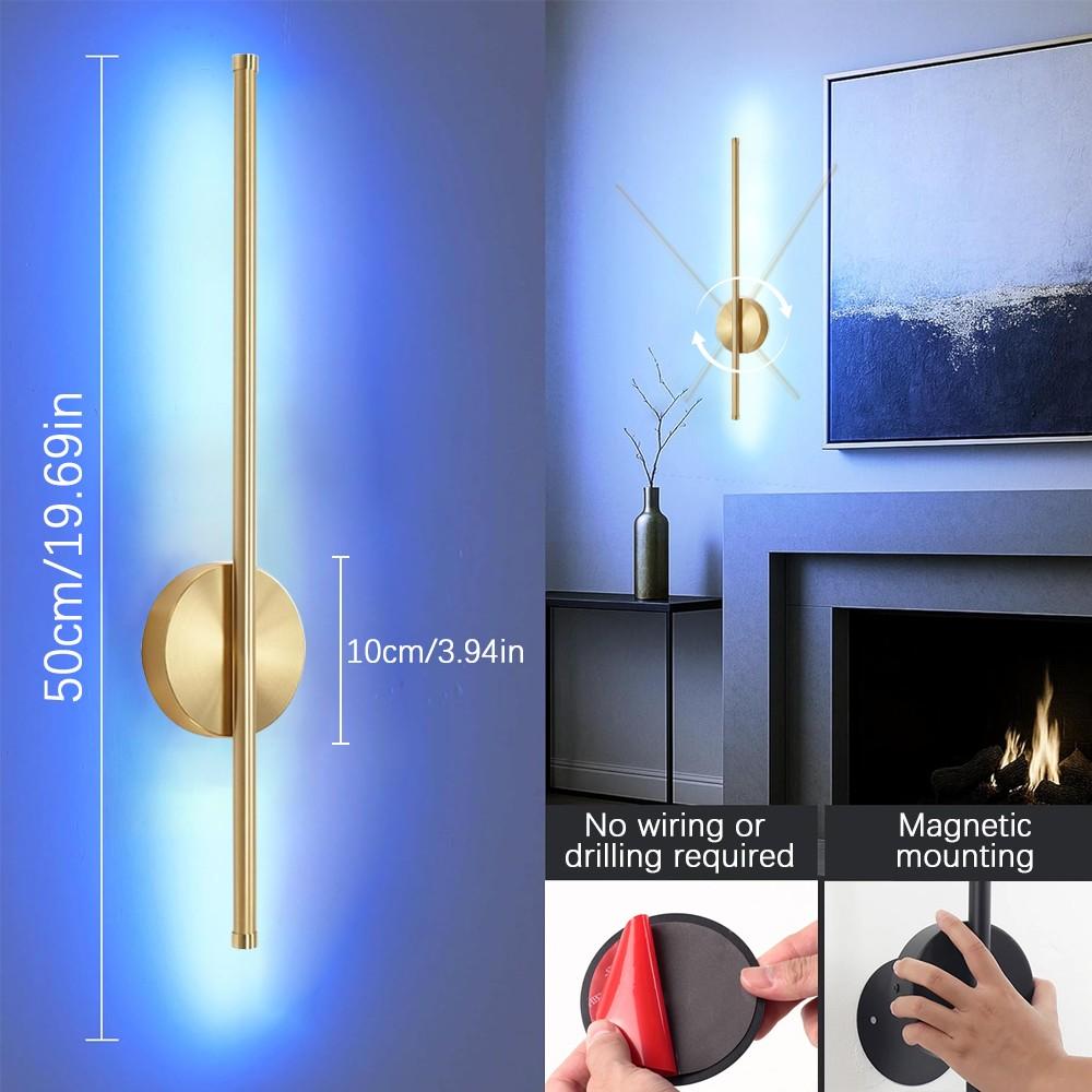 1/2-piece RGB Wall Lights, Modern LED Rechargeable Decorative Wall Lamps, Wireless Magnetic Installation, Remote-Controlled Dimming, 7 Colour Options, For Bedrooms, Feature Walls, Stairwells and Hallways, Minimalist Indoor Home Wall Lighting